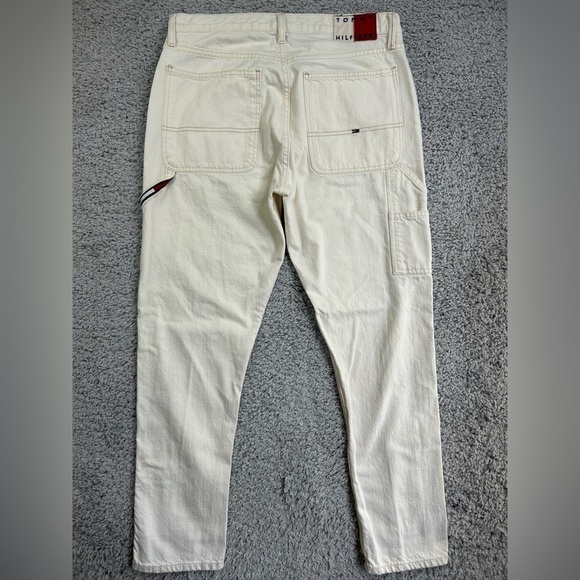 Tommy Hilfiger Jeans Mens 32 x 30 Carpenter Relaxed Tapered White Denim Classic - Picture 4 of 5